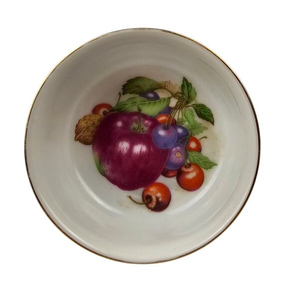 Vintage John Wagner & Sons Made in Japan Ramekin Dish Fruit Motif with Gold Trim - Picture 1 of 7